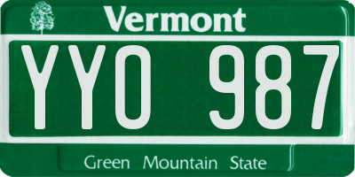 VT license plate YYO987