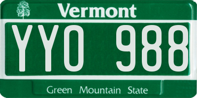 VT license plate YYO988