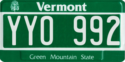 VT license plate YYO992