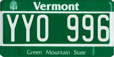 VT license plate YYO996