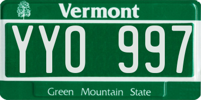 VT license plate YYO997