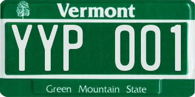 VT license plate YYP001
