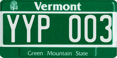 VT license plate YYP003