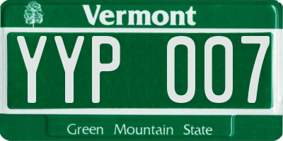 VT license plate YYP007