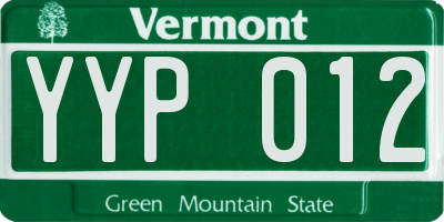 VT license plate YYP012