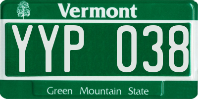 VT license plate YYP038