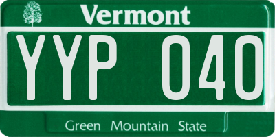 VT license plate YYP040
