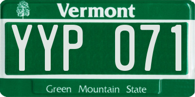 VT license plate YYP071