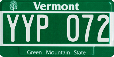 VT license plate YYP072