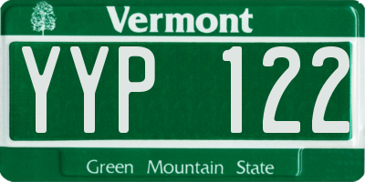 VT license plate YYP122