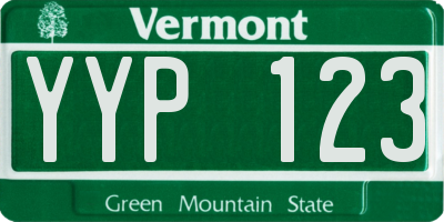 VT license plate YYP123