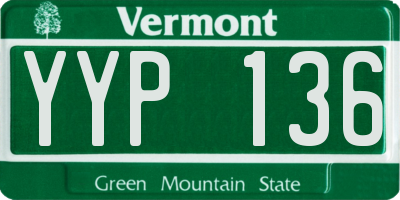 VT license plate YYP136