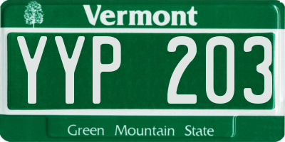 VT license plate YYP203