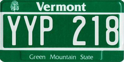VT license plate YYP218