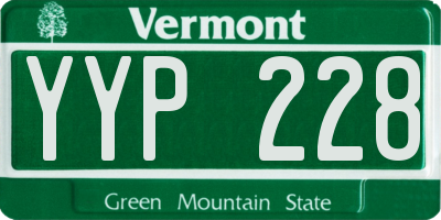 VT license plate YYP228