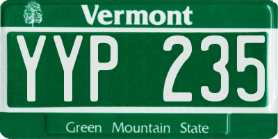 VT license plate YYP235