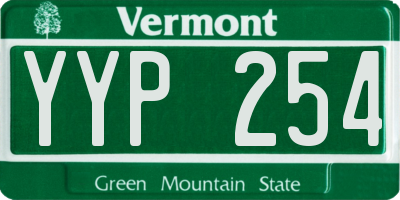 VT license plate YYP254