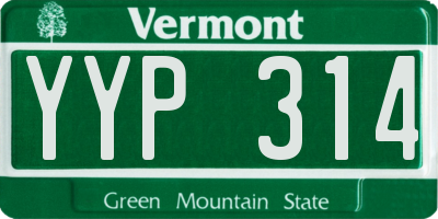 VT license plate YYP314