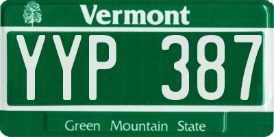VT license plate YYP387