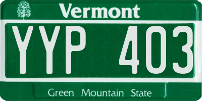 VT license plate YYP403