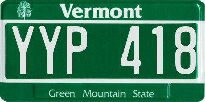 VT license plate YYP418