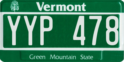 VT license plate YYP478
