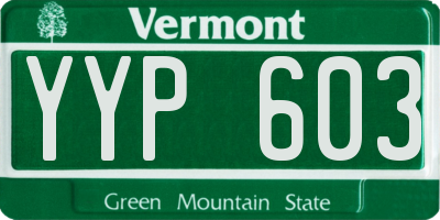 VT license plate YYP603