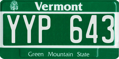 VT license plate YYP643