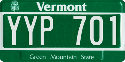 VT license plate YYP701