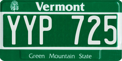 VT license plate YYP725