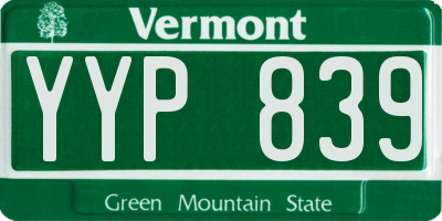 VT license plate YYP839