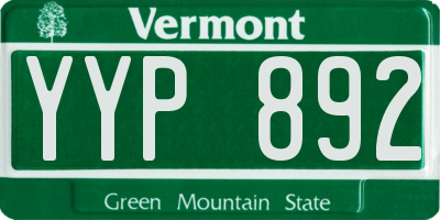 VT license plate YYP892