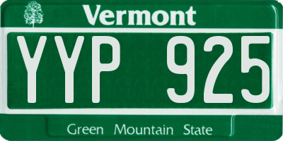 VT license plate YYP925
