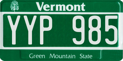 VT license plate YYP985
