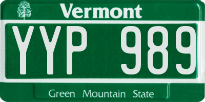 VT license plate YYP989