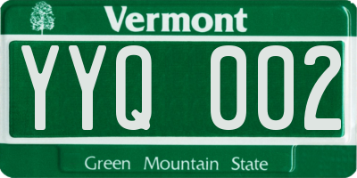 VT license plate YYQ002