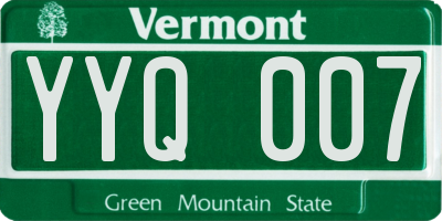 VT license plate YYQ007