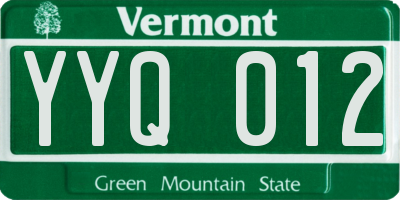 VT license plate YYQ012