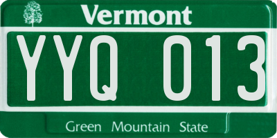 VT license plate YYQ013