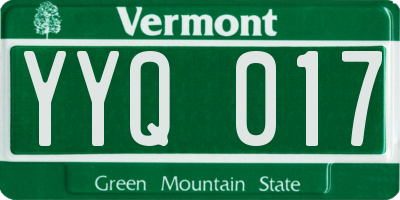 VT license plate YYQ017