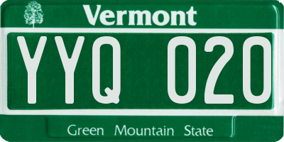 VT license plate YYQ020