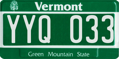 VT license plate YYQ033