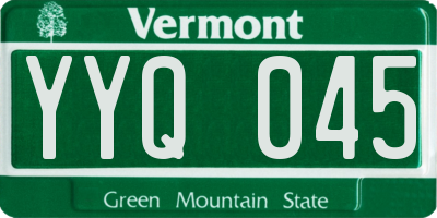 VT license plate YYQ045