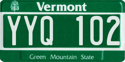 VT license plate YYQ102