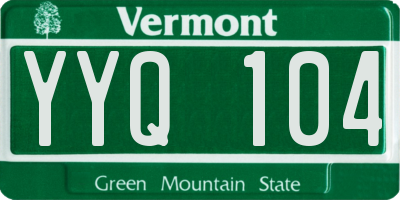 VT license plate YYQ104