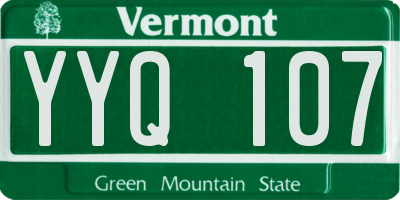 VT license plate YYQ107