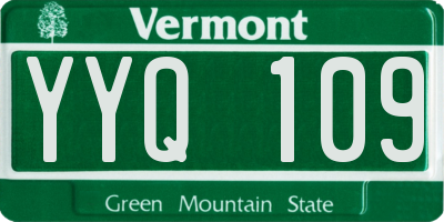 VT license plate YYQ109