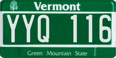 VT license plate YYQ116