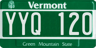 VT license plate YYQ120