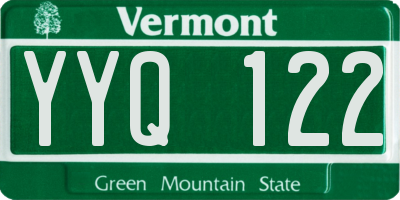 VT license plate YYQ122